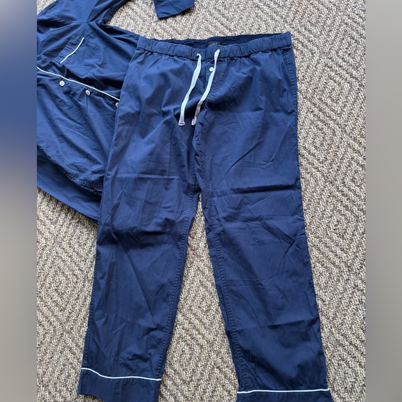 J. Crew Midnight Blue PJ Top and Bottoms with White Trim - Picture 4 of 8